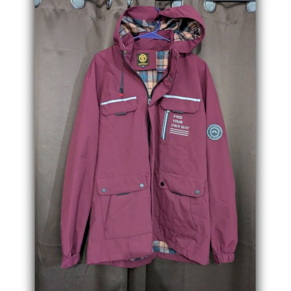 Leduntino Mens Jacket Red Find Your Own Way Removable Hood XXXL Fishing Boating